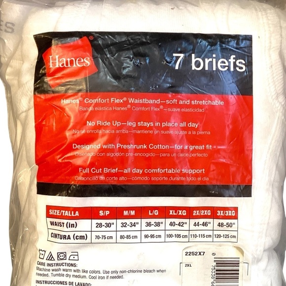 Retro‎ Hanes Full Cut Briefs 100% Preshrunk Cotton Comfort Flex Waistband 2XL - Picture 5 of 8
